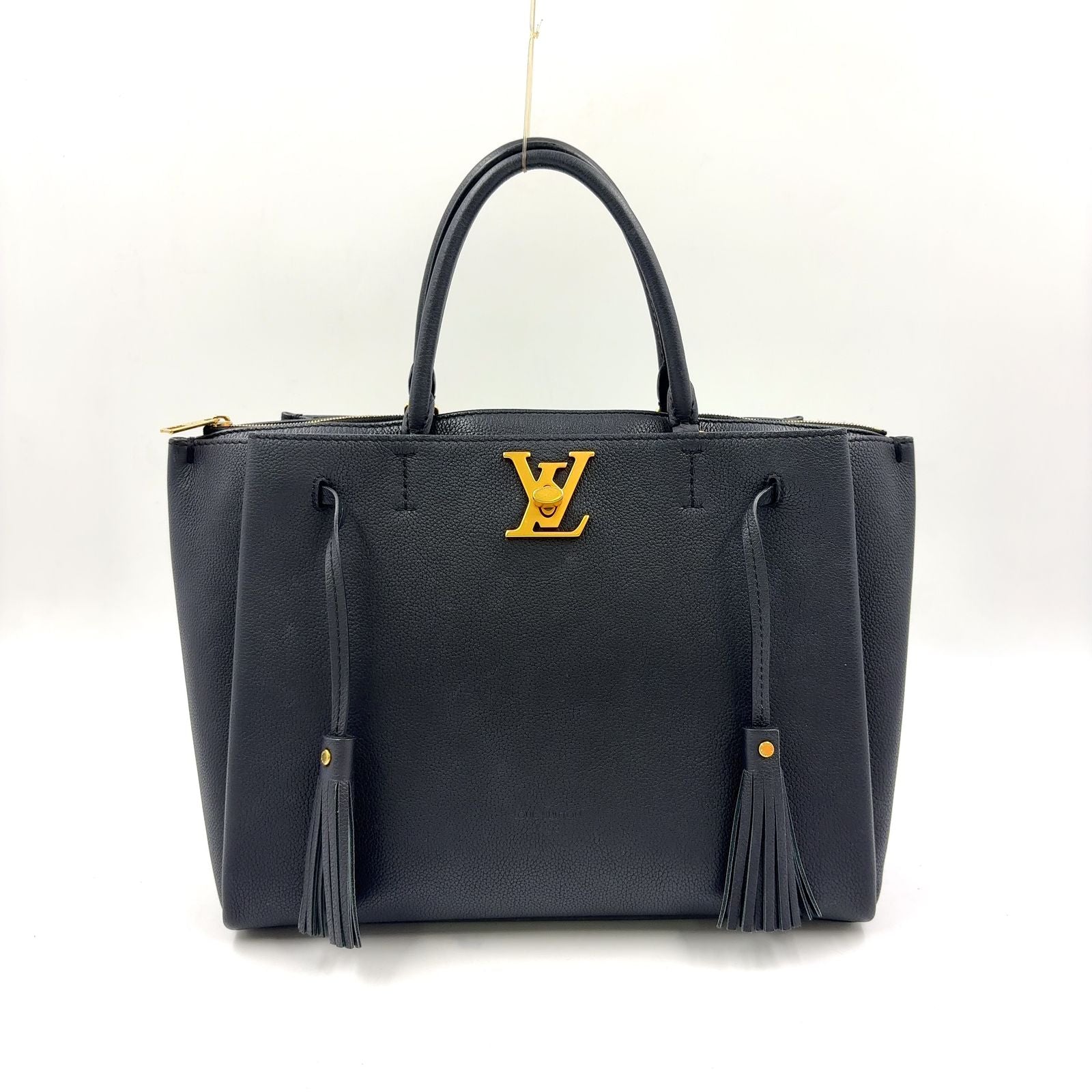 Louis Vuitton Lockme Calf Black Handbag Gold