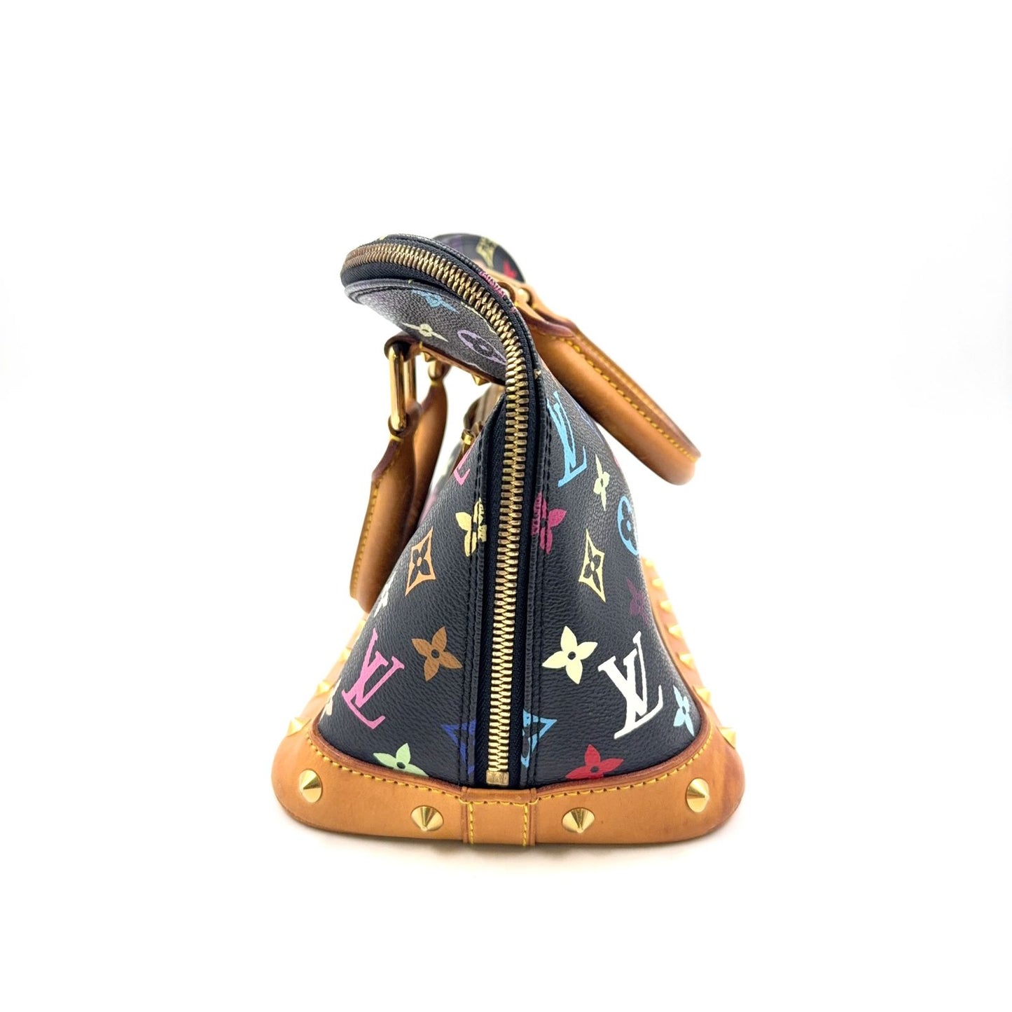 Louis Vuitton Alma PM Monogram Multicolor Noir Leather Black Light Brown — view 5