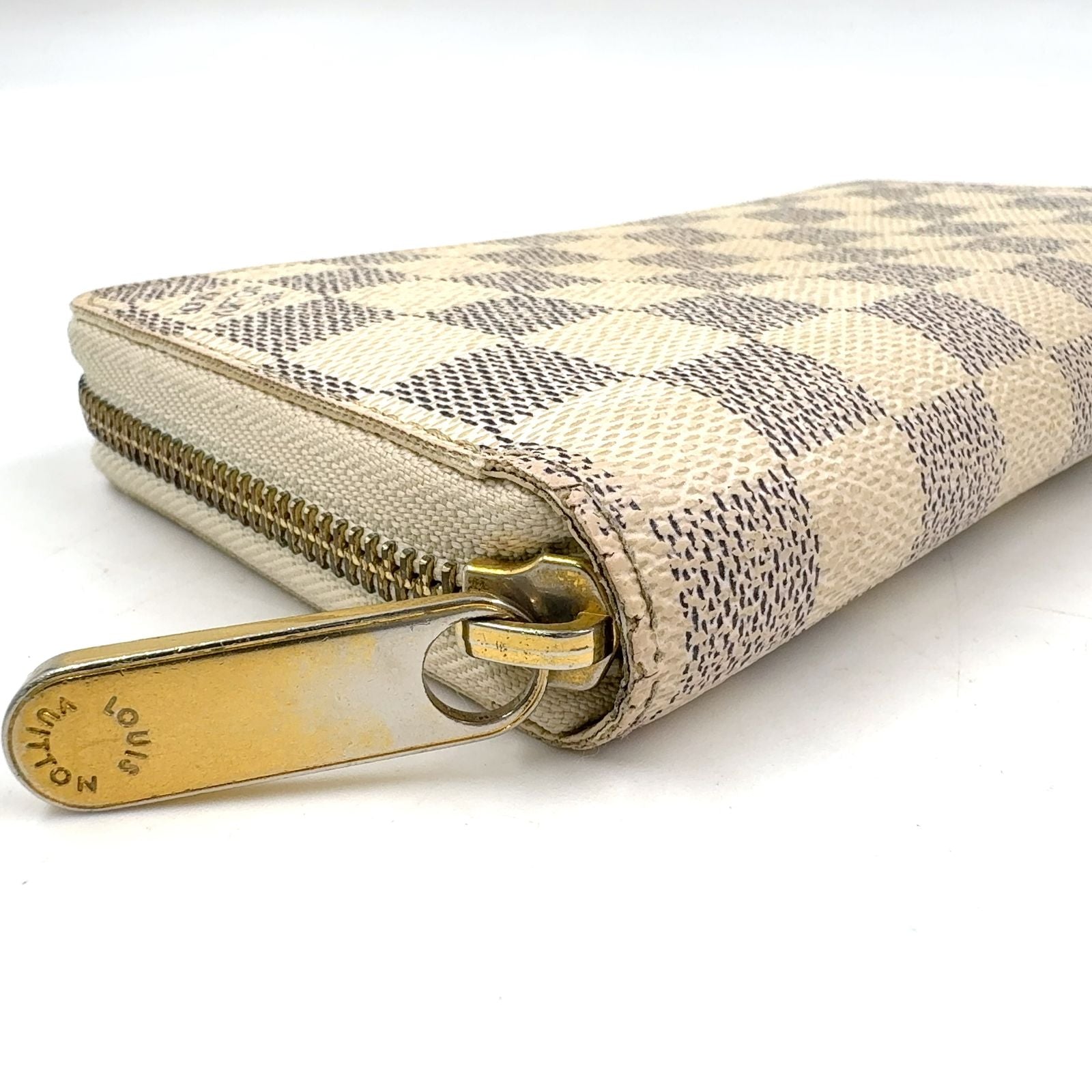 Louis Vuitton Zippy Wallet Damier Azur Leather White Round Gold — view 5