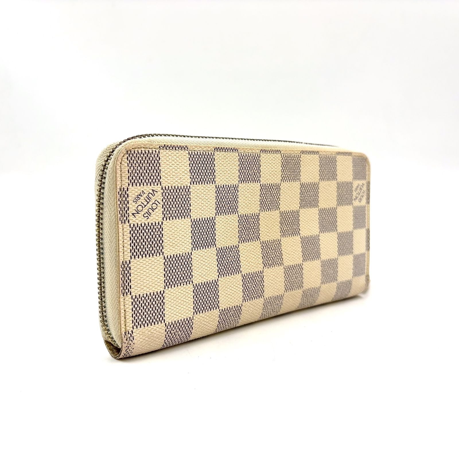 Louis Vuitton Zippy Wallet Damier Azur Leather White Round Gold — view 2