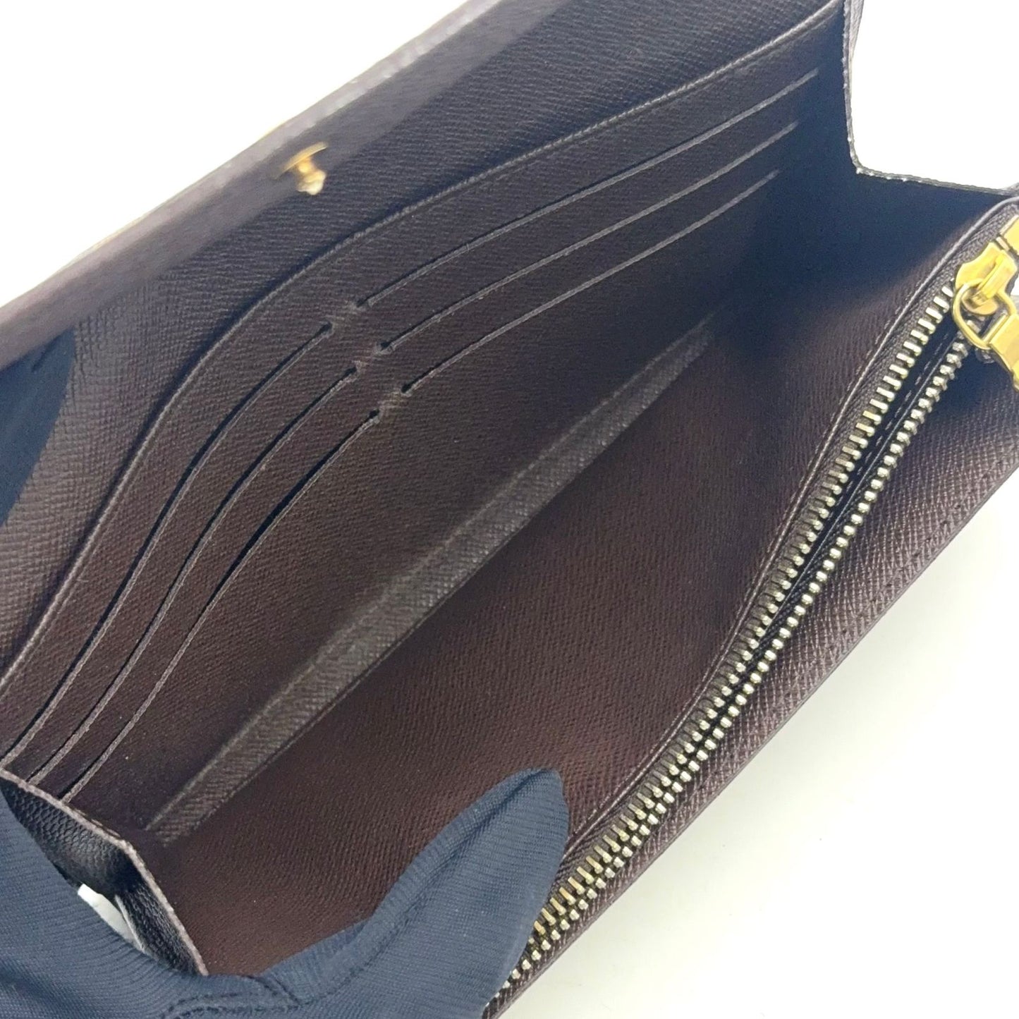 Louis Vuitton Portefeuille Sarah Damier Ebene Initialstamp Can Be Leather Brown — view 8