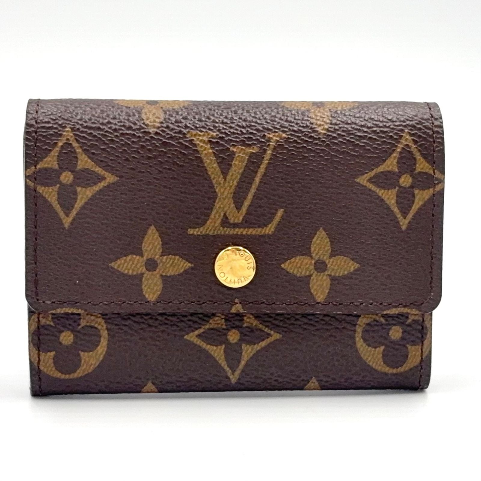 Louis Vuitton Porte-Monnaie Plastic Monogram Leather Brown Coin Case Gold