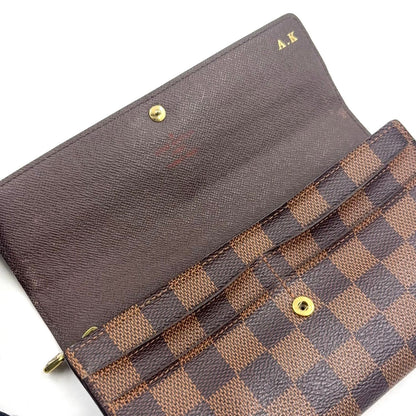 Louis Vuitton Portefeuille Sarah Damier Ebene Initialstamp Can Be Leather Brown — view 6