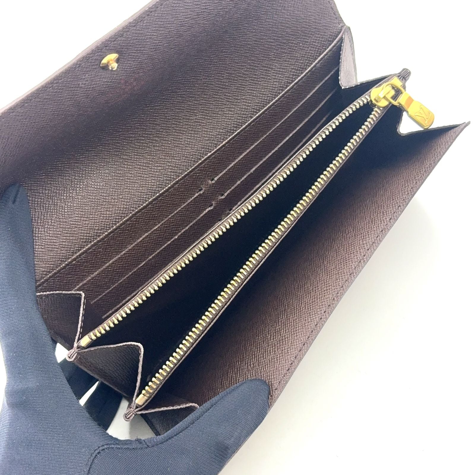 Louis Vuitton Portefeuille Sarah Damier Ebene Initialstamp Can Be Leather Brown — view 3