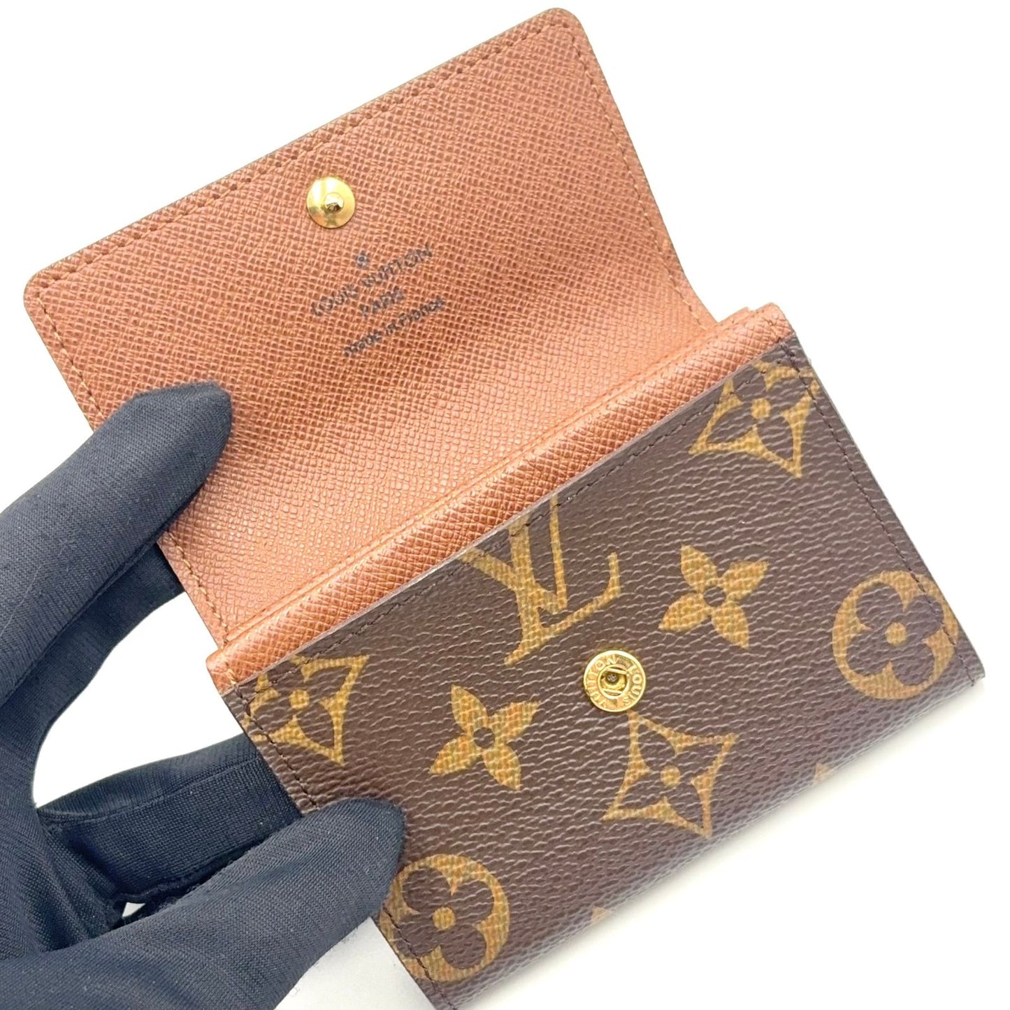 Louis Vuitton Porte-Monnaie Plastic Monogram Leather Brown Coin Case Gold — view 9
