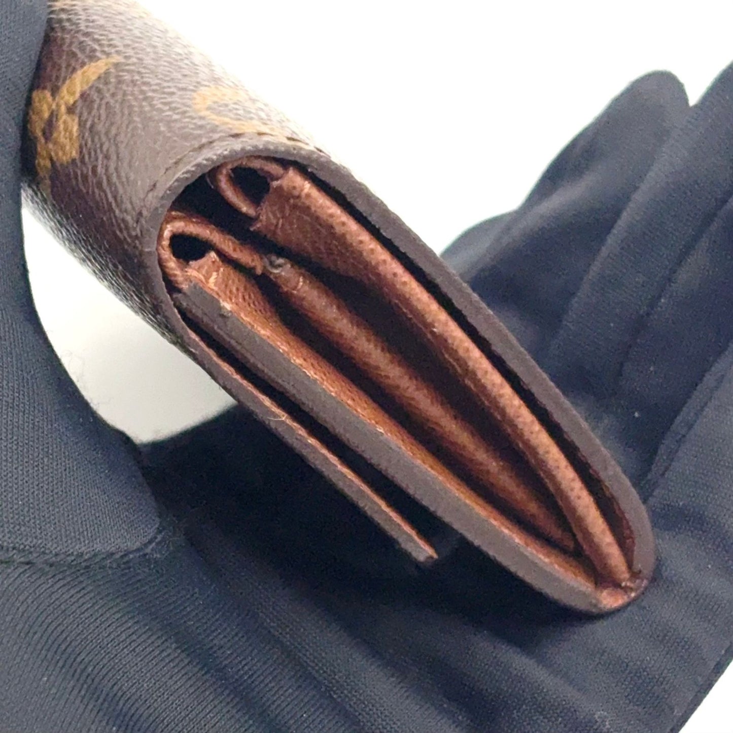 Louis Vuitton Porte-Monnaie Plastic Monogram Leather Brown Coin Case Gold — view 7
