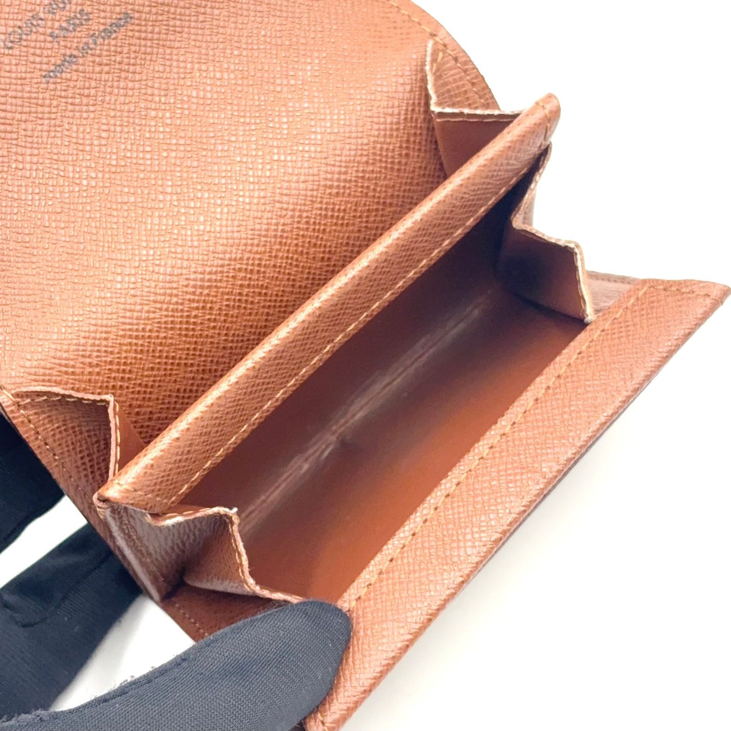 Louis Vuitton Porte-Monnaie Plastic Monogram Leather Brown Coin Case Gold — view 3