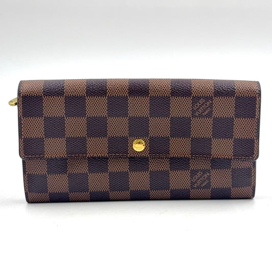 Louis Vuitton Portefeuille Sarah Damier Ebene Initialstamp Can Be Leather Brown