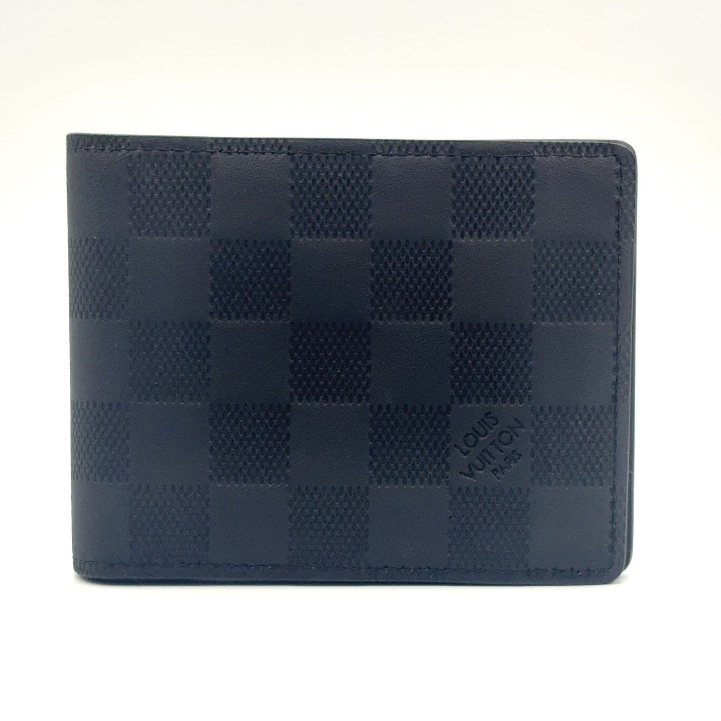 Louis Vuitton Portefeuille Multiple Correspondence Leather Black Bi Foldwallet