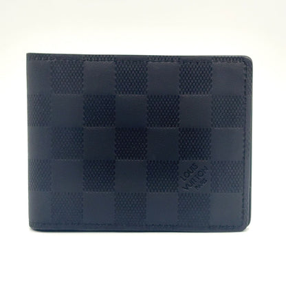Louis Vuitton Portefeuille Multiple Correspondence Leather Black Bi Foldwallet