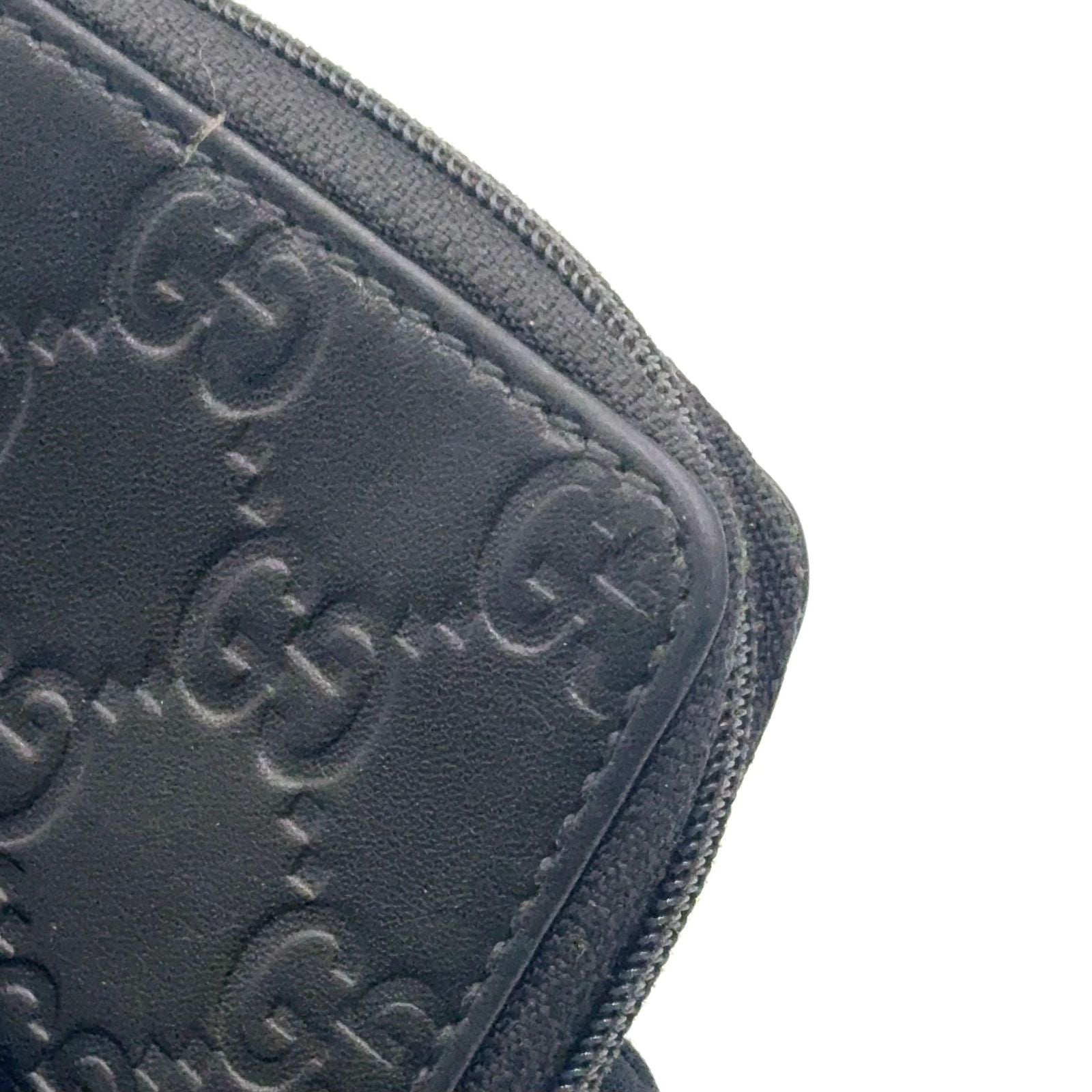 Gucci GG Coin Case Leather Black Wallet Silver — view 5