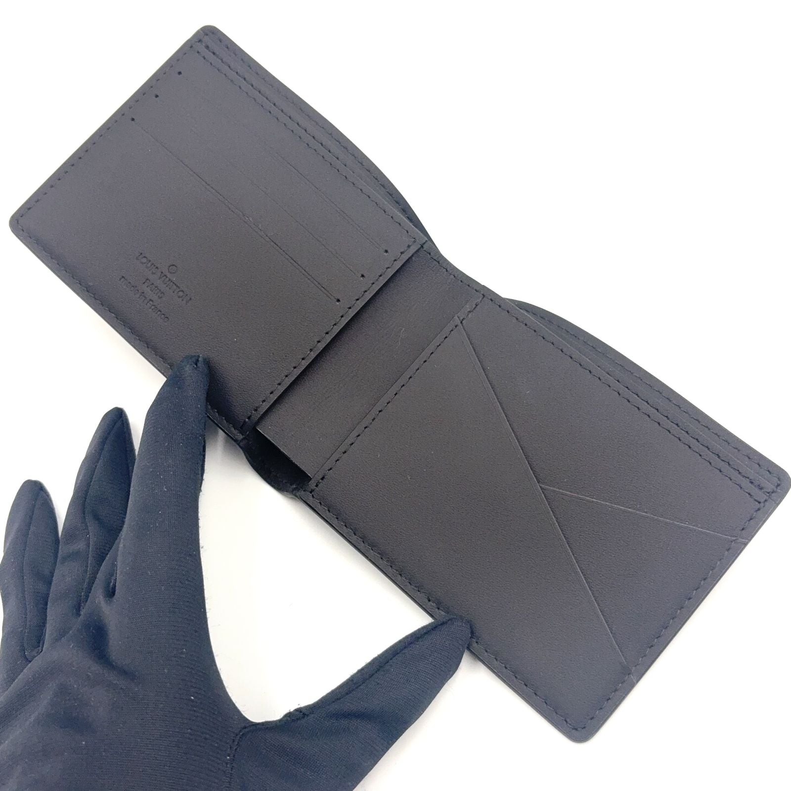 Louis Vuitton Portefeuille Multiple Correspondence Leather Black Bi Foldwallet — view 3