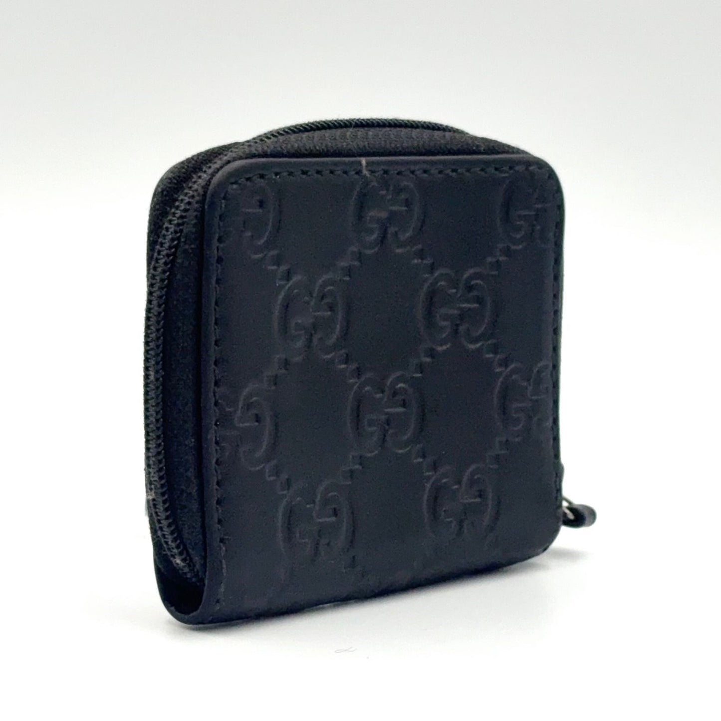 Gucci GG Coin Case Leather Black Wallet Silver — view 2