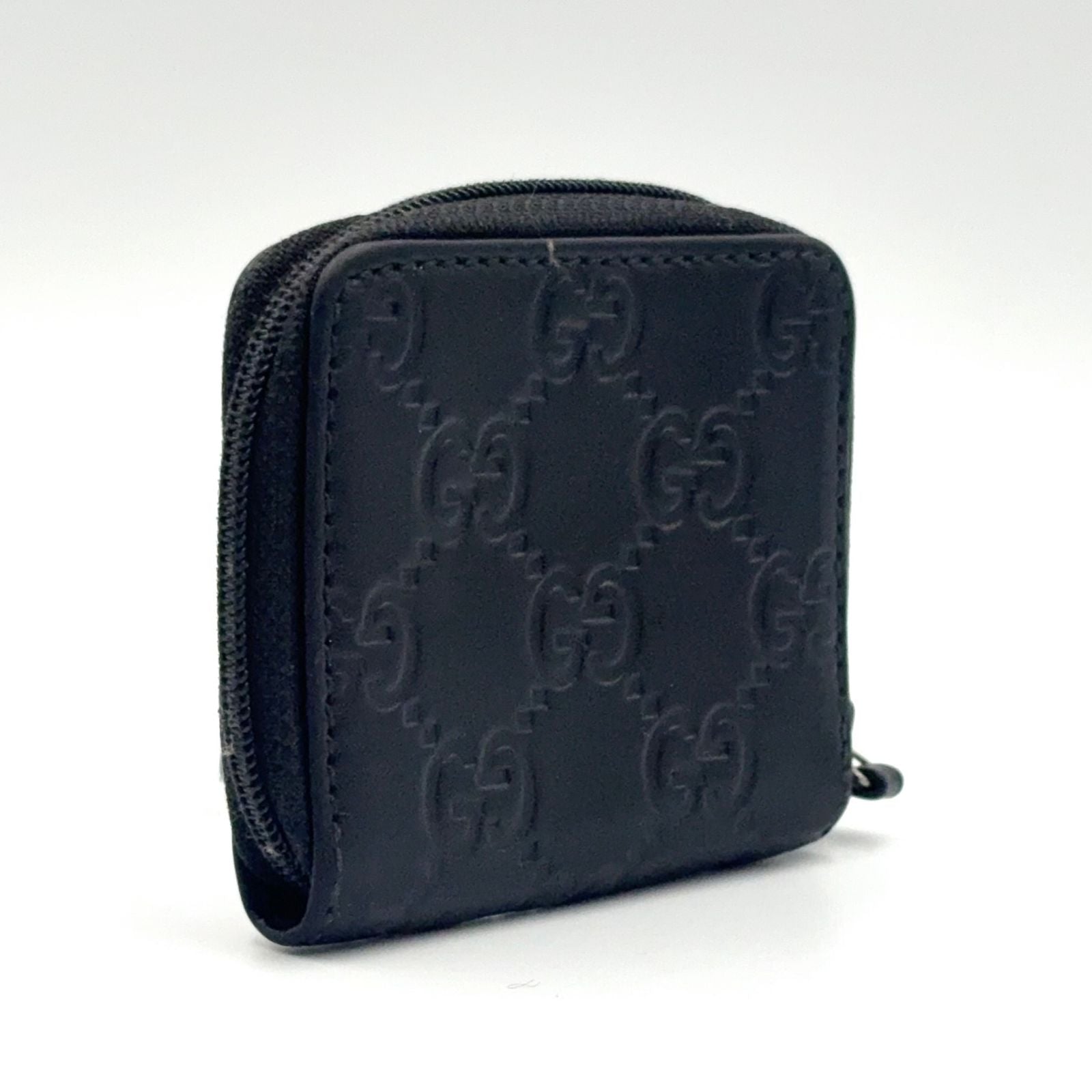 Gucci GG Coin Case Leather Black Wallet Silver — view 2