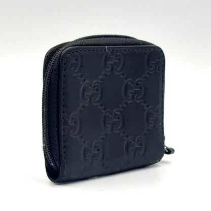 Gucci GG Coin Case Leather Black Wallet Silver — view 2
