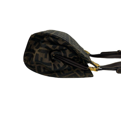 Fendi Vintage Zucca FF Logo Canvas Leather Shoulder Bag Brown — view 6