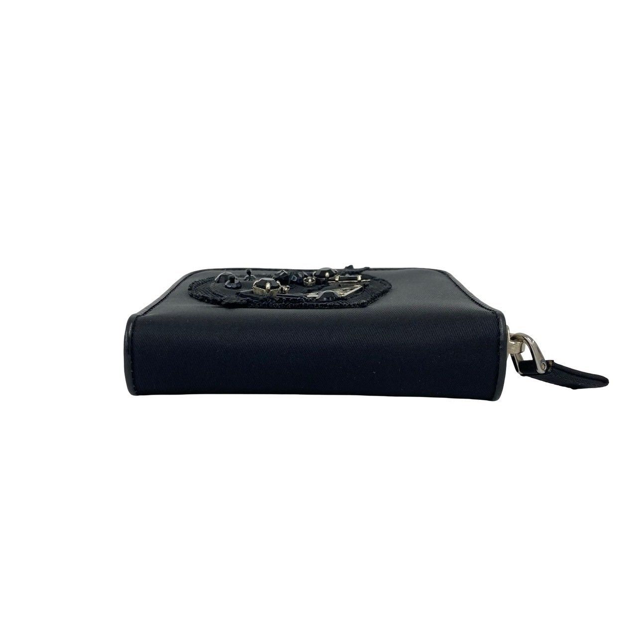 Prada Triangular Logo Nylon Bifold Wallet Mini Card Case Black — view 6