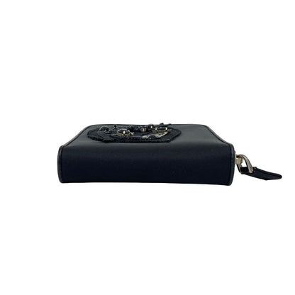 Prada Triangular Logo Nylon Bifold Wallet Mini Card Case Black — view 6
