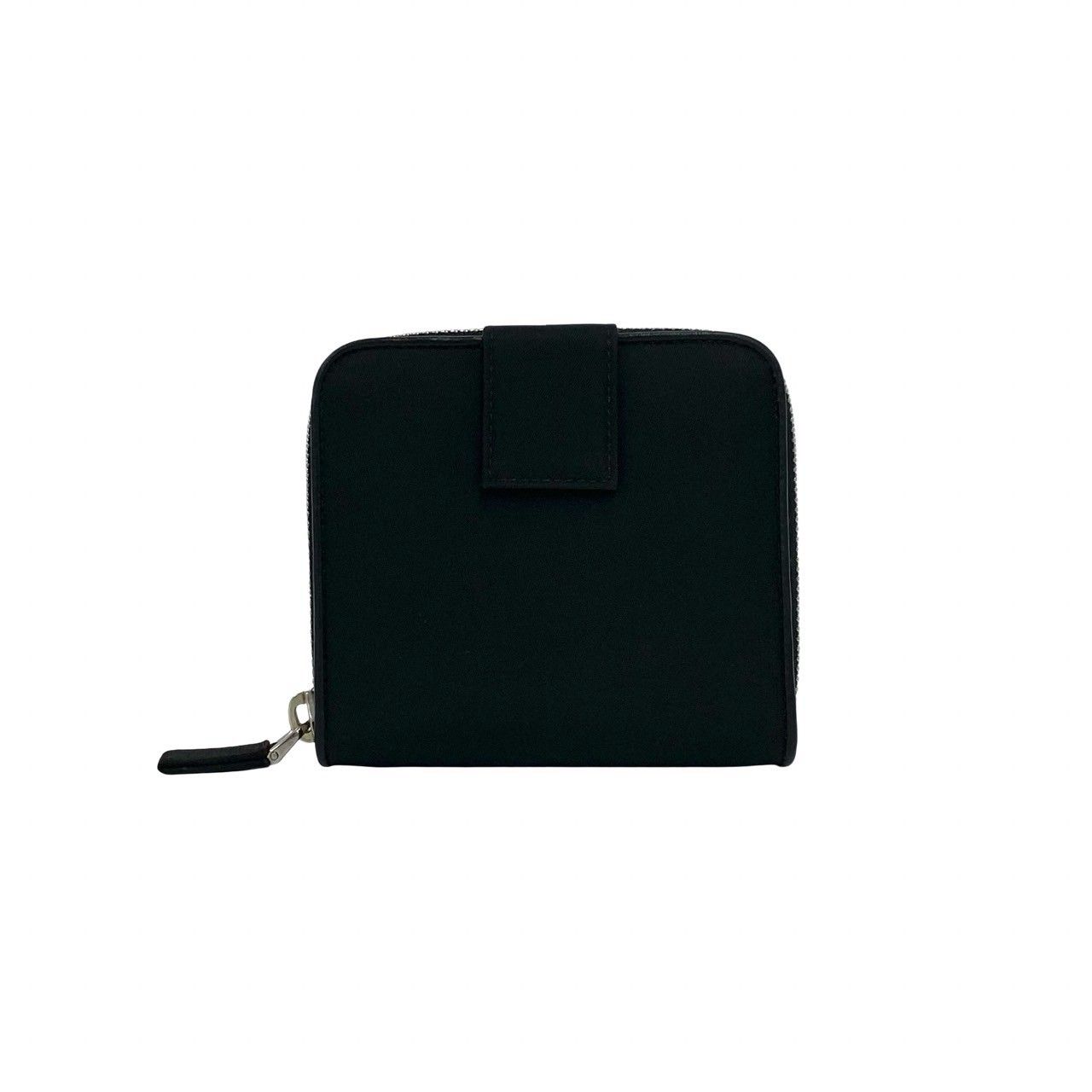 Prada Triangular Logo Nylon Bifold Wallet Mini Card Case Black — view 2