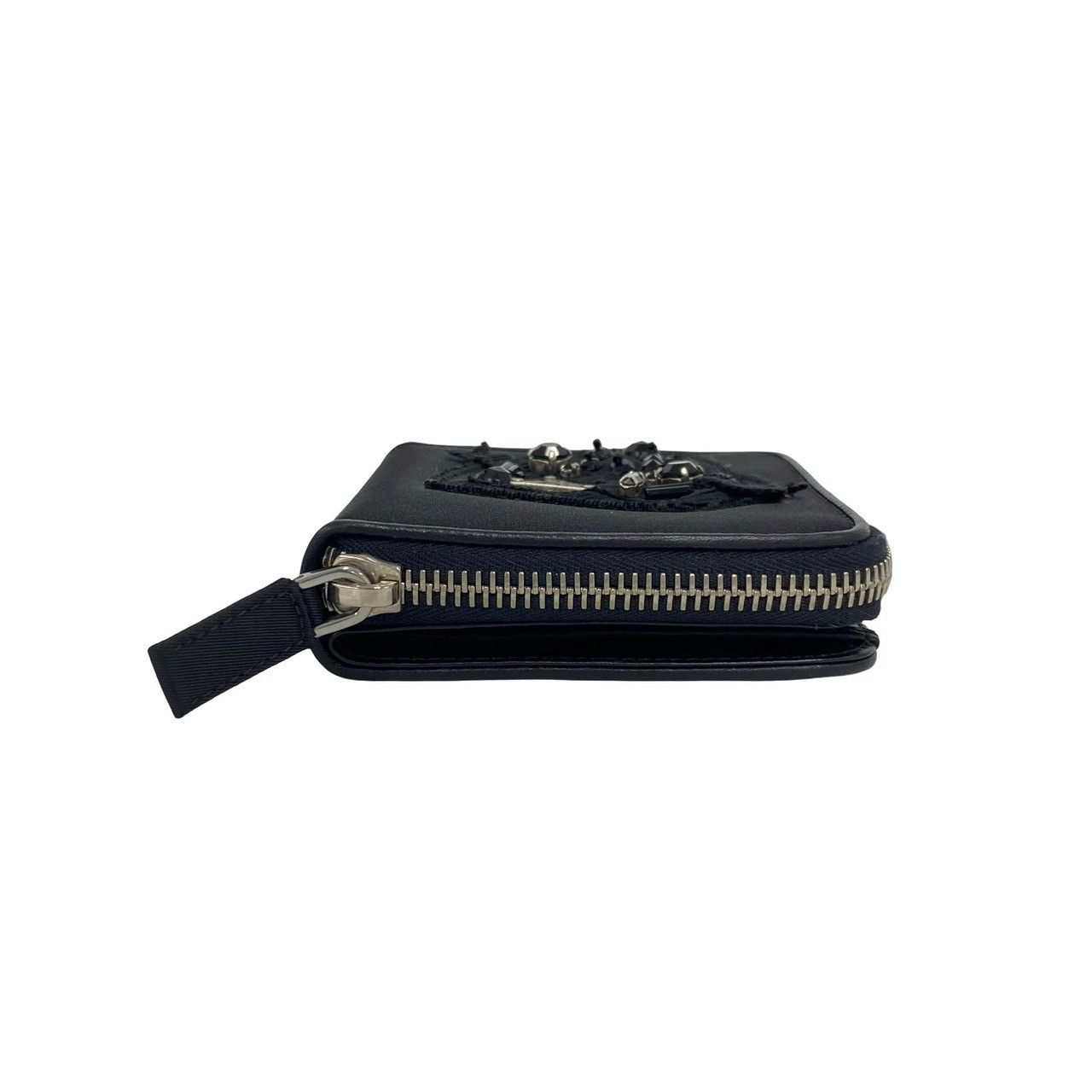 Prada Triangular Logo Nylon Bifold Wallet Mini Card Case Black — view 5
