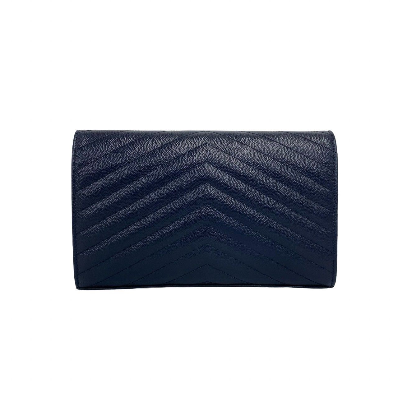 Saint Laurent Paris YSL Cassandra Logo Leather Chain Shoulder Bag Navy — view 3