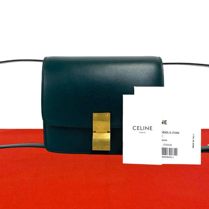 Celine Classic Box Small Leather Mini Shoulder Bag Crossbody Green