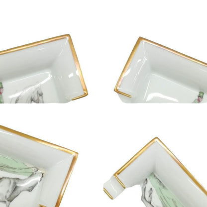 Hermes Vintage Horse Pattern Gold Ashtray Ceramic — view 3
