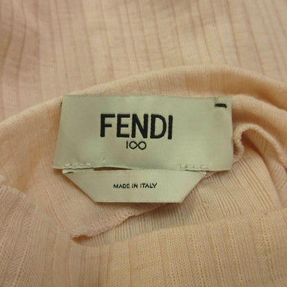 Fendi Ruffled Top Knit Tank Top Wool 38 Pink Ribbed High Neck Ruffle Hem PP — view 4