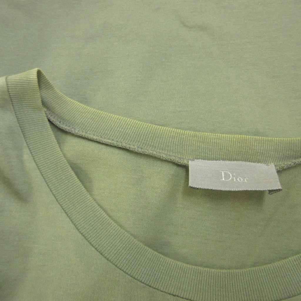Dior Homme T-Shirt XS Khaki Green Logo Print Short Sleeve Round Neck Top PP — view 6