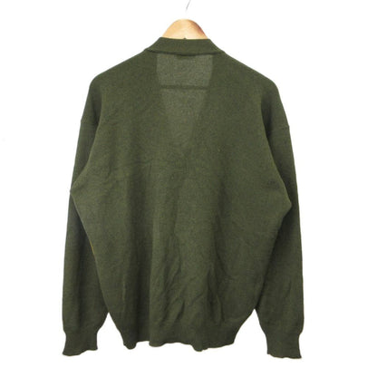 Hermes Cardigan Suede Leather Knit Contrast M Khaki Beige Neck PP — view 2