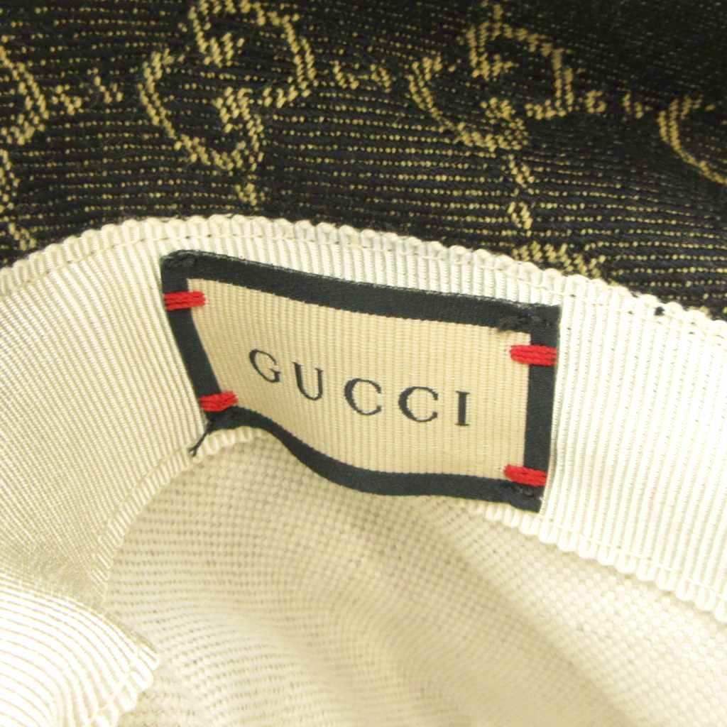 Gucci Bucket Hat Logo Canvas GG M 57 Black — view 7