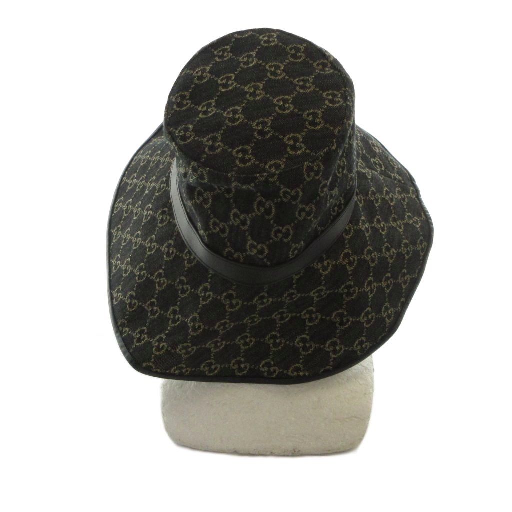 Gucci Bucket Hat Logo Canvas GG M 57 Black — view 4