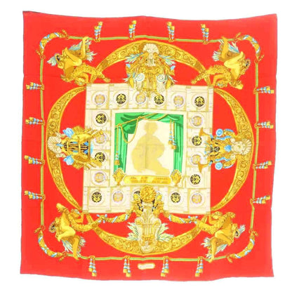 Hermes Chat Loulou Tribute to Garnier Scarf Red Carre 90