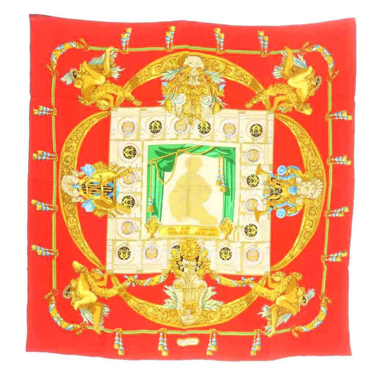 Hermes Chat Loulou Tribute to Garnier Scarf Red Carre 90