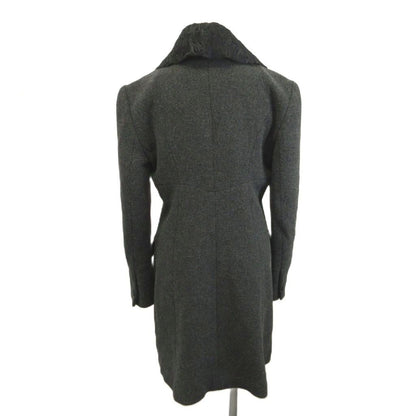 Fendi Lapel Contrast Long Coat Sheep Leather 40 Gray Black Double Breasted — view 2