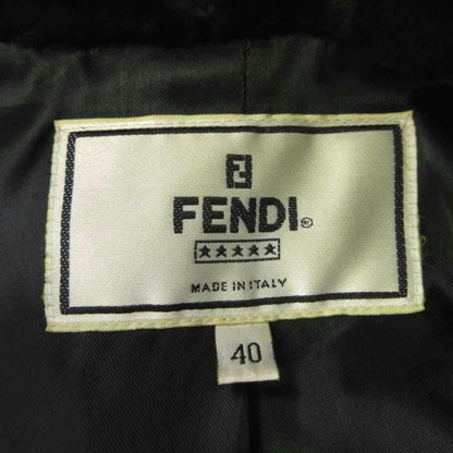 Fendi Lapel Contrast Long Coat Sheep Leather 40 Gray Black Double Breasted — view 4