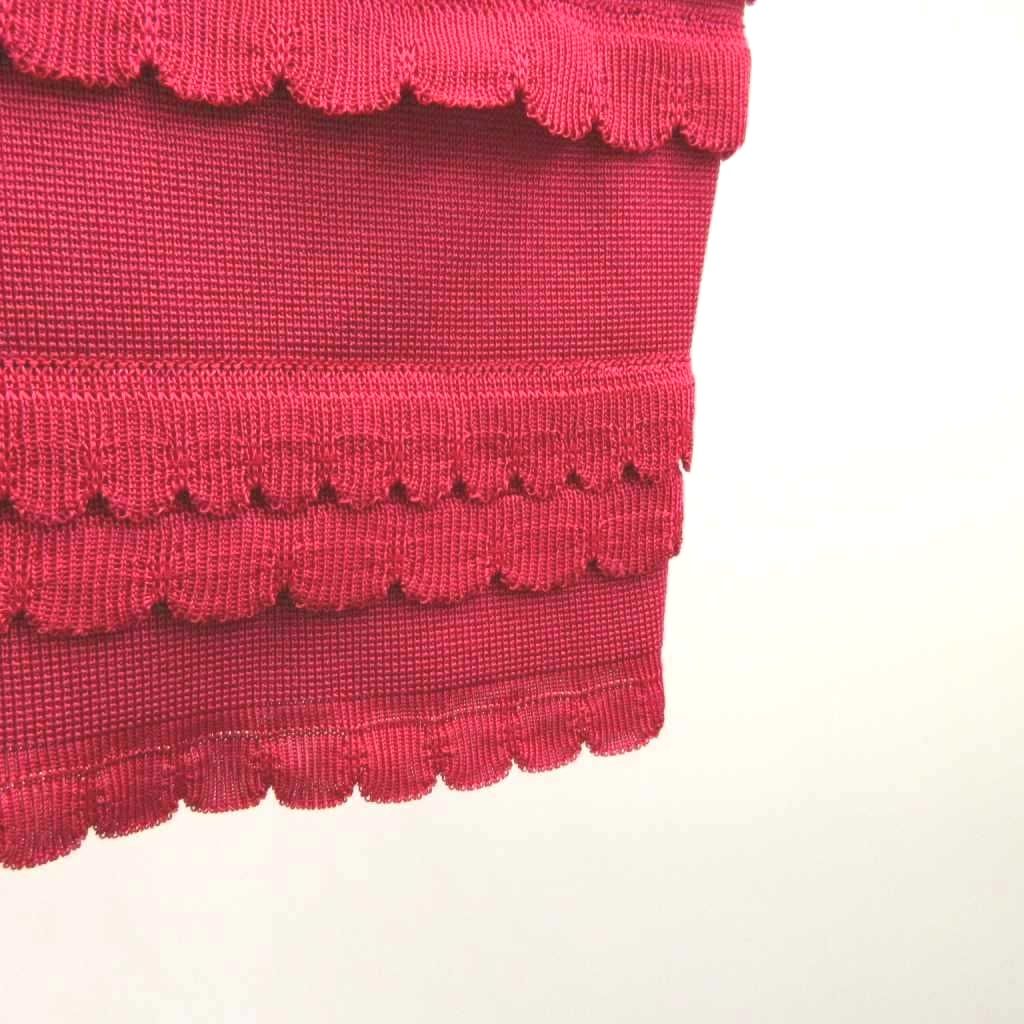 Dior Summer Knit Dress 36 Pink Sleeveless Round Neck Ruffle Knee Length Midi YU — view 9