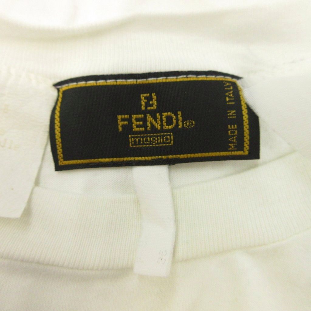 Fendi T-Shirt White Logo Print Short Sleeve Top PP — view 6