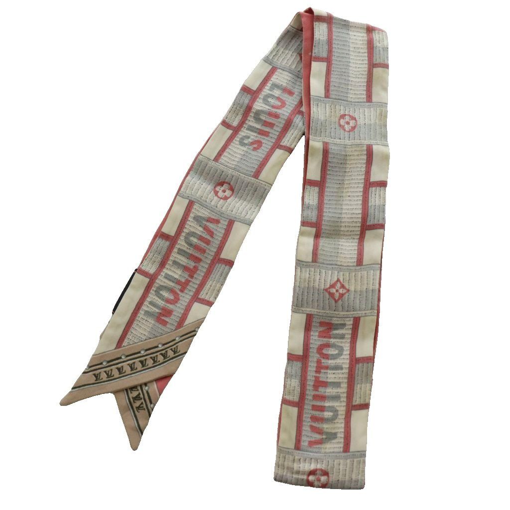 Louis Vuitton Bandeau BB LV Details Scarf All Over Silk Logo Pink Gray SS