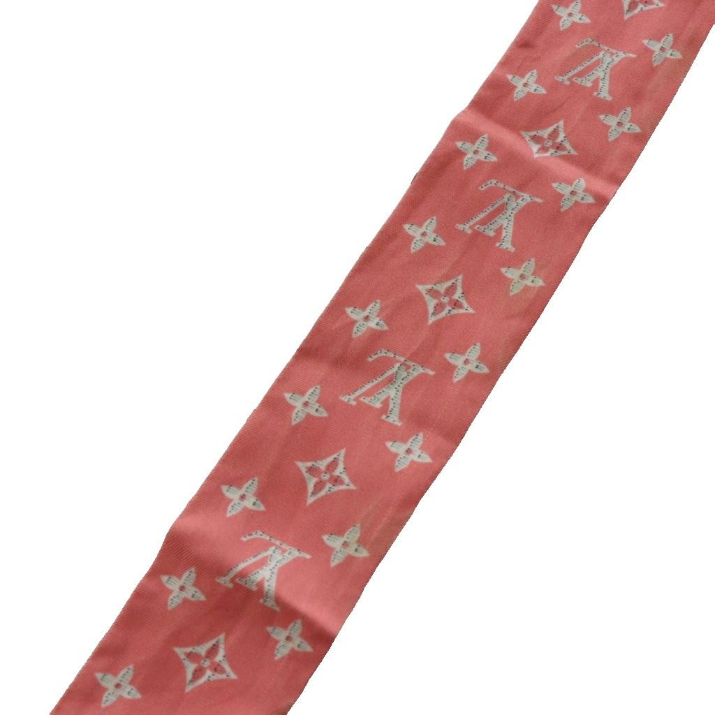 Louis Vuitton Bandeau BB LV Details Scarf All Over Silk Logo Pink Gray SS — view 5