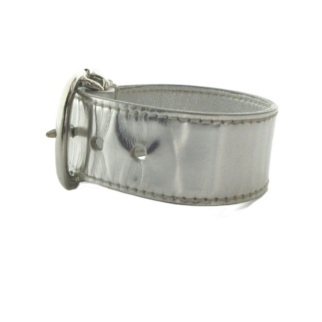 Prada Leather Bangle Bracelet Logo S Silver — view 4