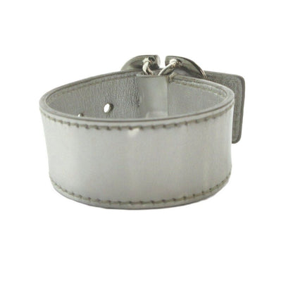 Prada Leather Bangle Bracelet Logo S Silver — view 5