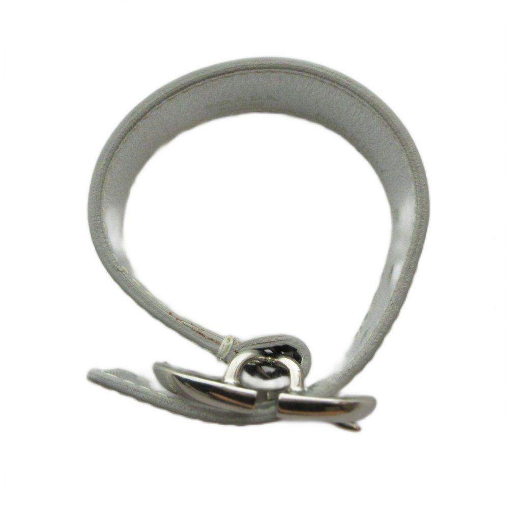 Prada Leather Bangle Bracelet Logo S Silver — view 2