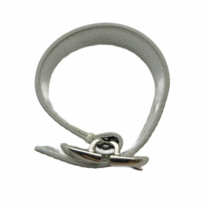 Prada Leather Bangle Bracelet Logo S Silver — view 2