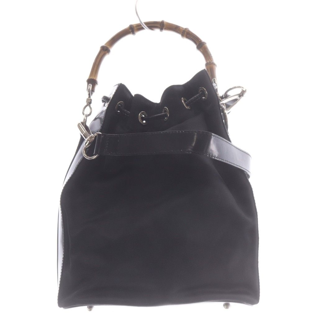 Gucci Shoulder Bag 2-Way Natural Bamboo Trimming Leather Black — view 2