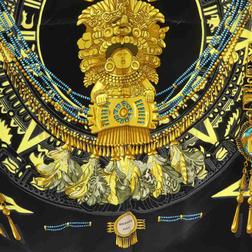 Hermes Mexique Mexico Scarf Carre 90 Logo Navy — view 4
