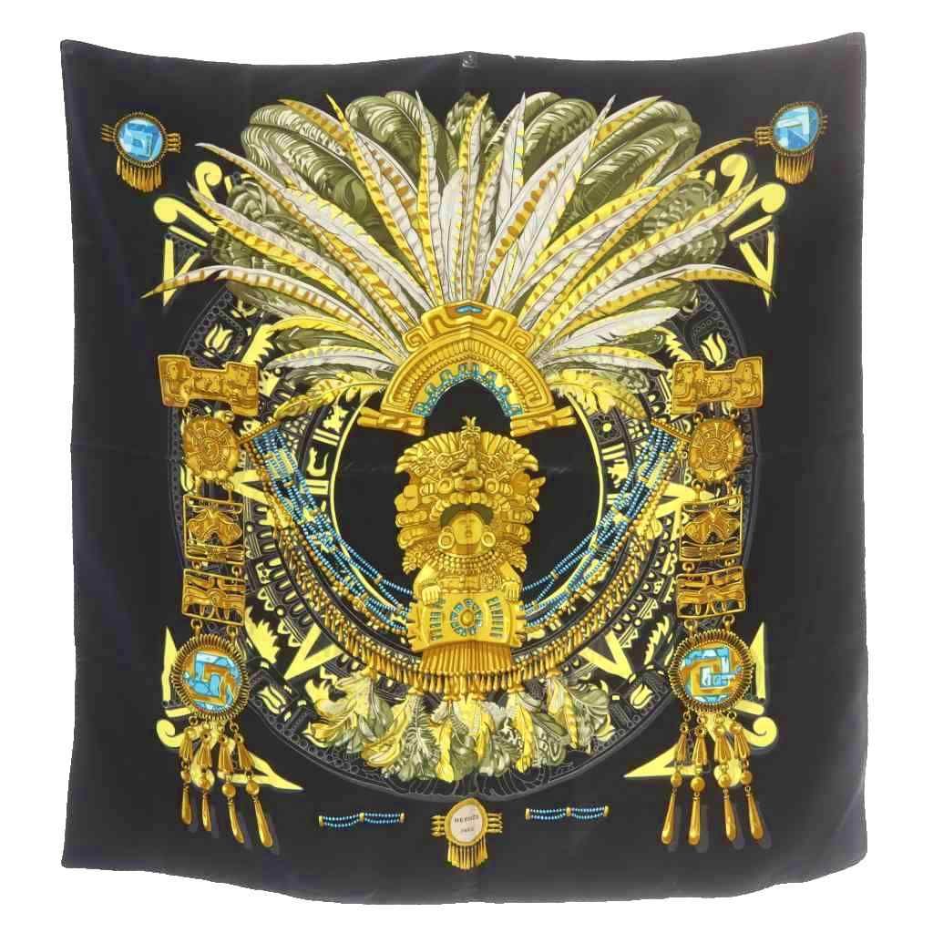 Hermes Mexique Mexico Scarf Carre 90 Logo Navy