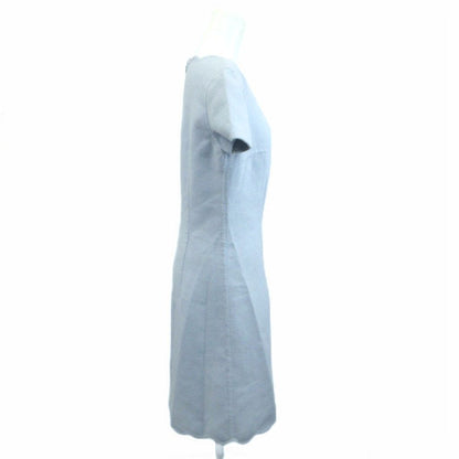 Dior Dress Angora Blend 36 Blue Light Scallop Neck Short Sleeve Midi Length YU — view 3