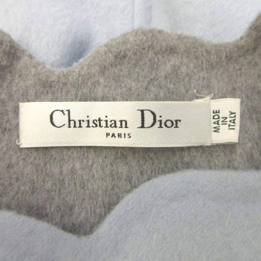 Dior Dress Angora Blend 36 Blue Light Scallop Neck Short Sleeve Midi Length YU — view 4