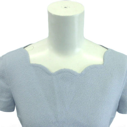 Dior Dress Angora Blend 36 Blue Light Scallop Neck Short Sleeve Midi Length YU — view 5